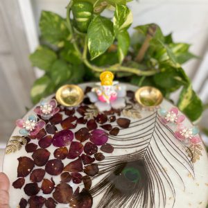 Handcrafted Resin Pooja Thali (Rose Petals)
