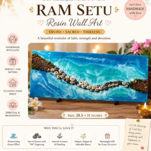 Handcrafted Ram Setu Resin Wall Art on Wooden Base – 28.5 × 11 Inches